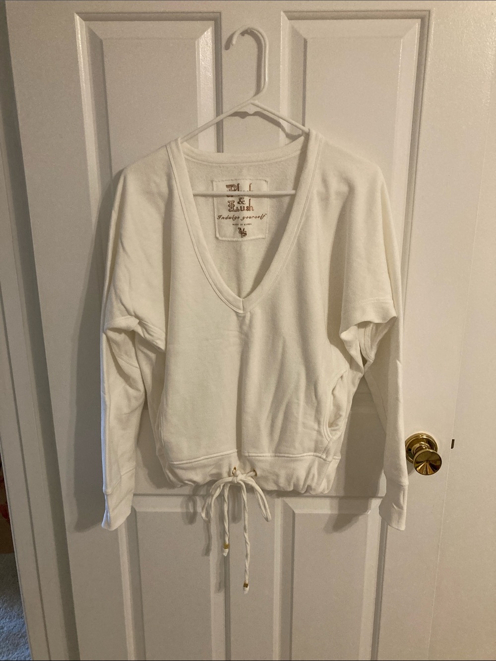 Plush & Lush Victorias Secret V-Neck Drawstring Sweatshirt-NWOT